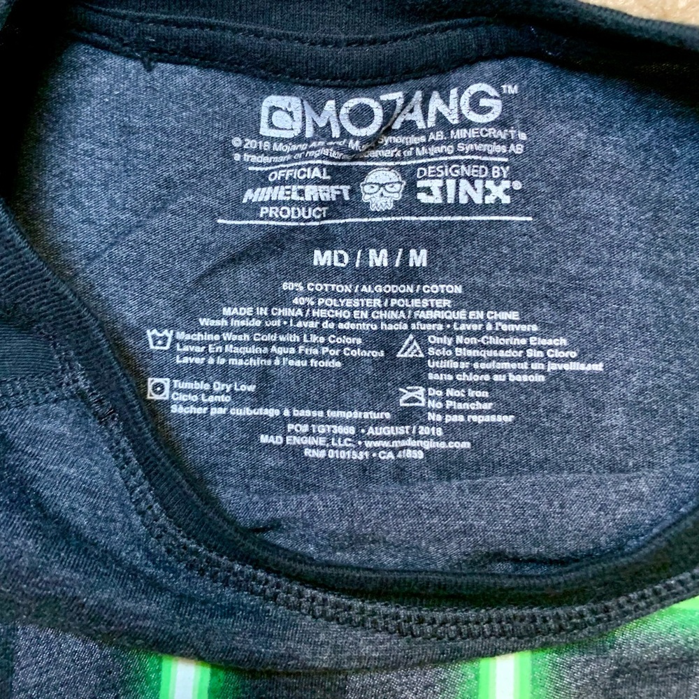 Minecraft Creeper Glow-in-the-Dark Long Sleeve Shirt (Boys MD 10/12) - Picture 5 of 5